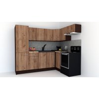 Bucatarie de Colt GENA NEW 4 DR. 160-230, Fara Corp de Cuptor, Wenge / Decor K004